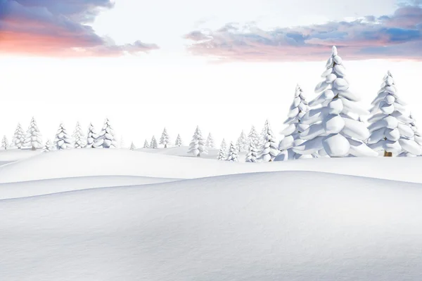 Snowy landscape with fir trees — Stock Photo, Image