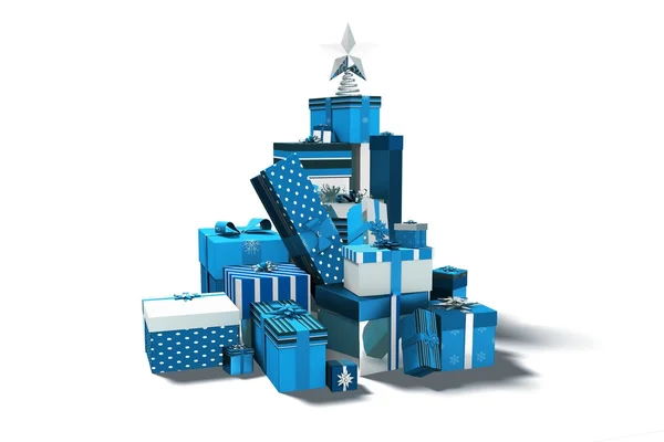 Blaue und silberne Weihnachtsgeschenke — Stockfoto