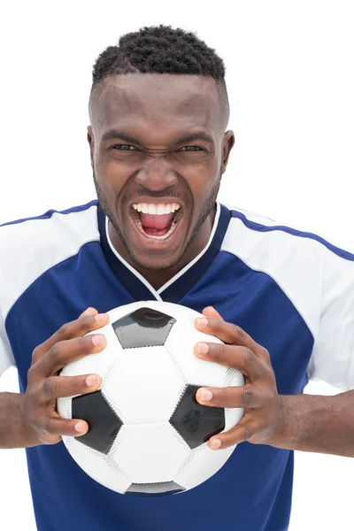 Retrato de um jogador de futebol gritando — Fotografia de Stock