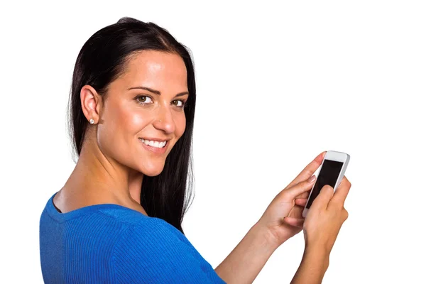 Young brunette sending a text — Stock Photo, Image