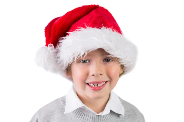 Criança usando um chapéu de Pai Natal — Fotografia de Stock