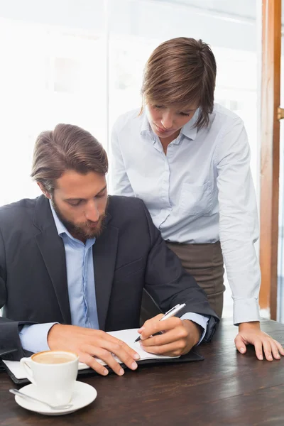 Business colleagues working on their break — Stock Photo, Image