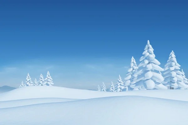 Snowy landscape with fir trees — Stock Photo, Image