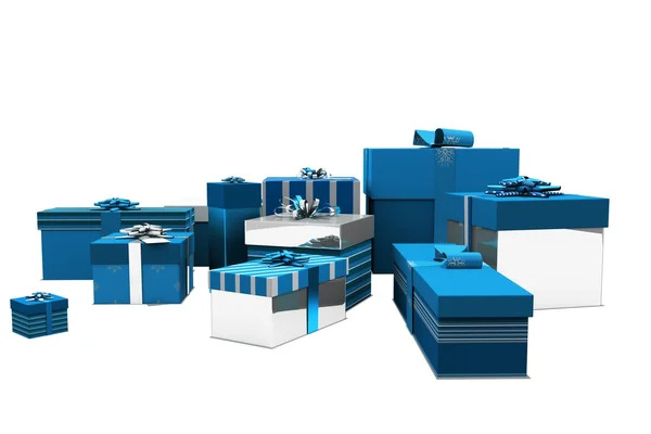 Blue and silver christmas gifts — Stock Photo, Image