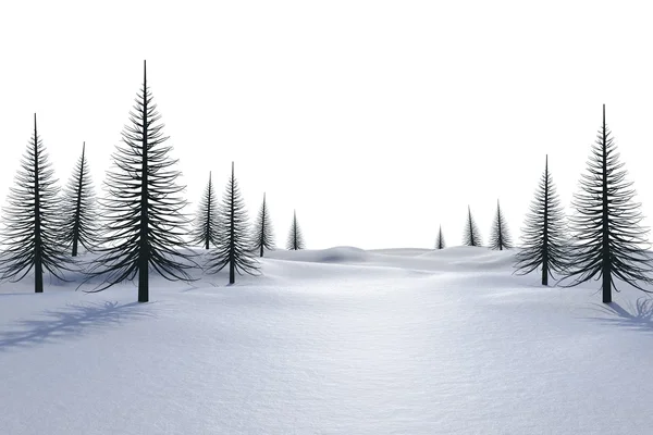 Paysage enneigé blanc avec arbres morts — Photo