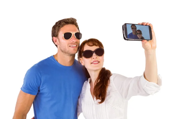 Couple using camera for picture — Stock Photo, Image