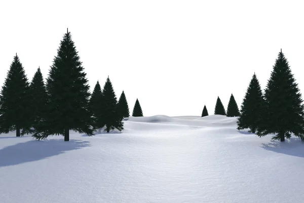 Bianco paesaggio innevato con alberi — Foto Stock