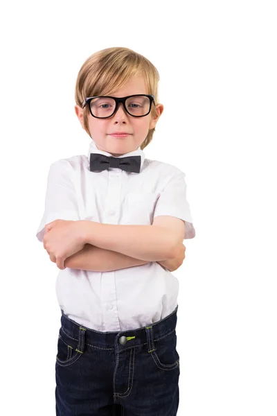 Étudiant portant des lunettes et noeud papillon — Photo