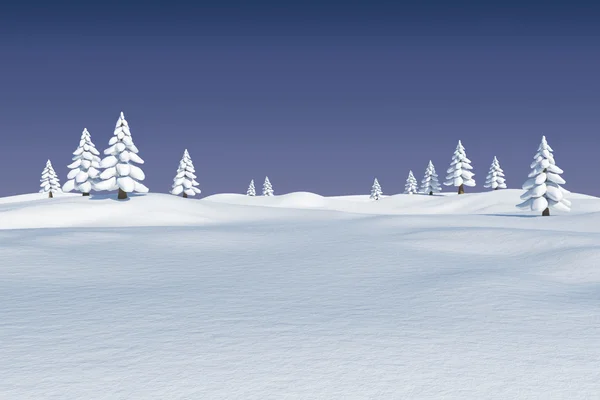 Paesaggio innevato con abeti — Foto Stock