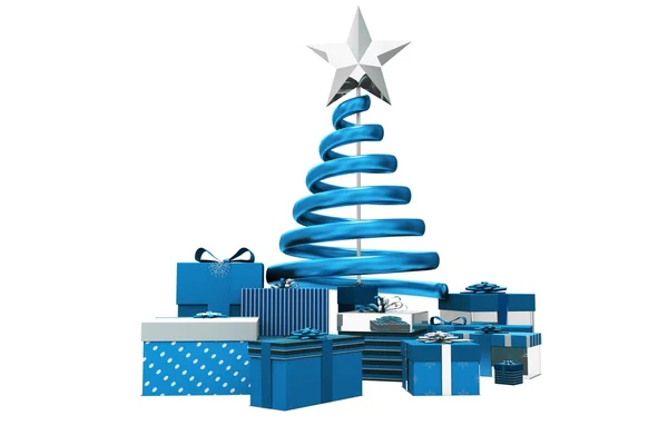 Mavi ve gümüş Noel hediyeleri — Stok fotoğraf