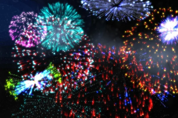 Colourful fireworks exploding — Stock Photo, Image
