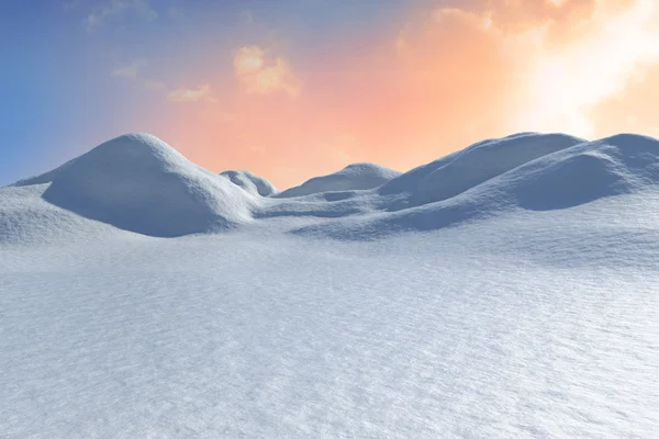 Paisagem de terra nevada gerada digitalmente — Fotografia de Stock