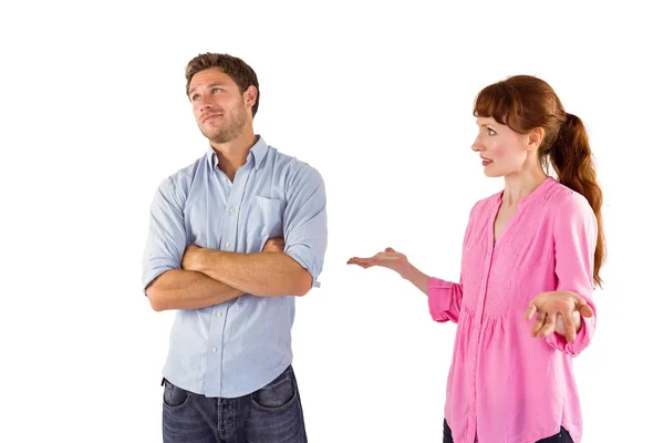 Woman arguing with uncaring man — Stock Photo, Image