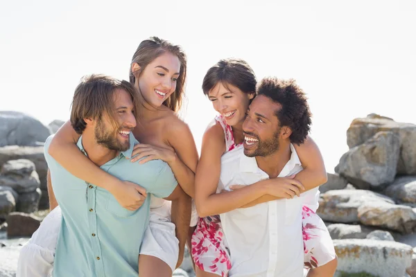 Gorgeous friends smiling at each other — Stock Photo, Image