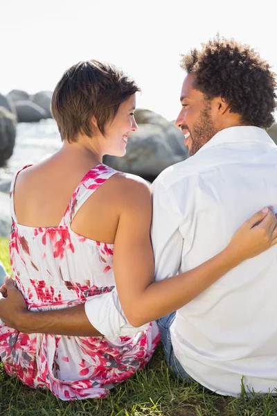 Gorgeous couple smiling at each other — Stock Photo, Image