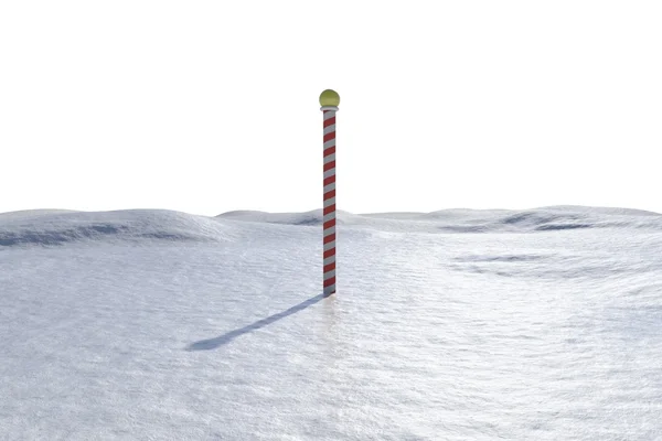 Paisaje nevado generado digitalmente con poste — Foto de Stock