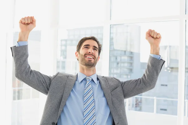 Businessman celebrating a good job — Stock Photo, Image