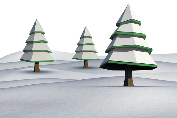 杉木树上雪域景观 — 图库照片