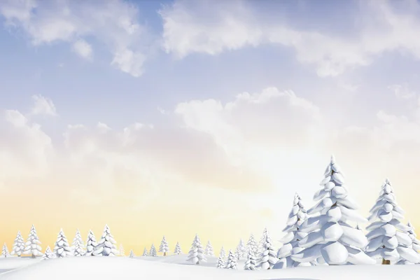 Snowy landscape with fir trees — Stock Photo, Image