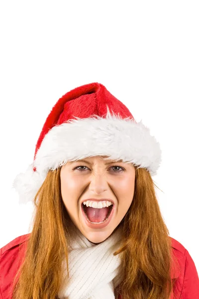 Feestelijke roodharige schreeuwen op camera — Stockfoto