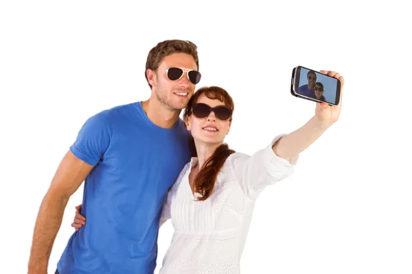 Couple using camera for picture — Stock Photo, Image