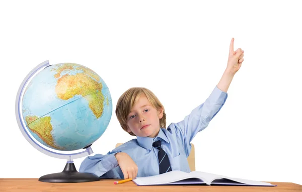 Student raising hand for question — Stock Photo, Image