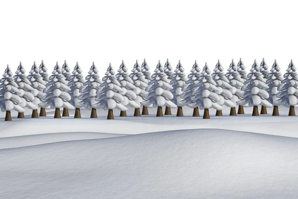 Fir træer på snedækket landskab - Stock-foto