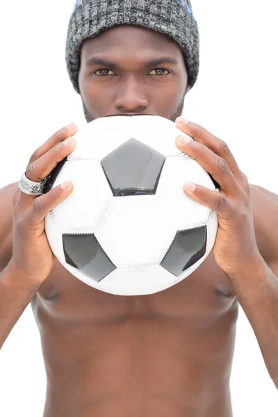 Retrato de cerca de un aficionado serio al fútbol — Foto de Stock