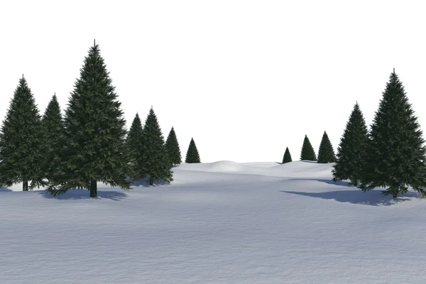 Bílé zasněžené krajině se stromy — Stock fotografie