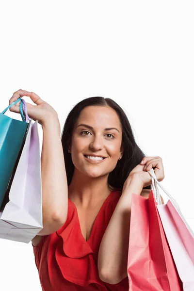 Femme debout avec des sacs à provisions — Photo