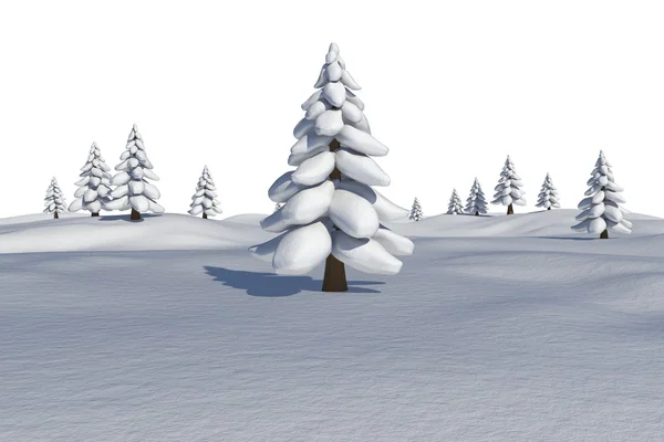 White snowy landscape with fir trees — Stock Photo, Image