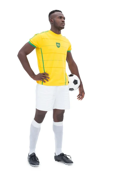 Fulla längd av brasiliansk fotbollsspelare — Stockfoto