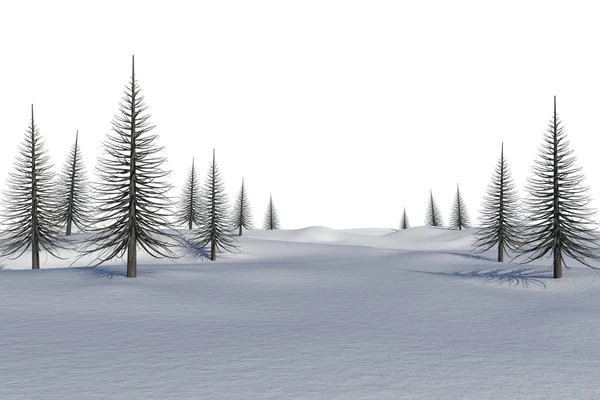 Bílé zasněžené krajiny s mrtvé stromy — Stock fotografie