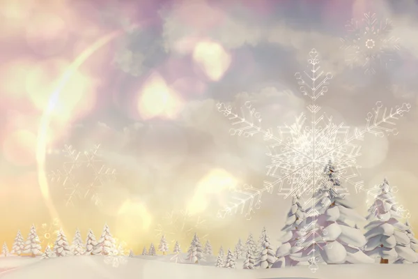 Сніговий пейзаж з ялинками — стокове фото