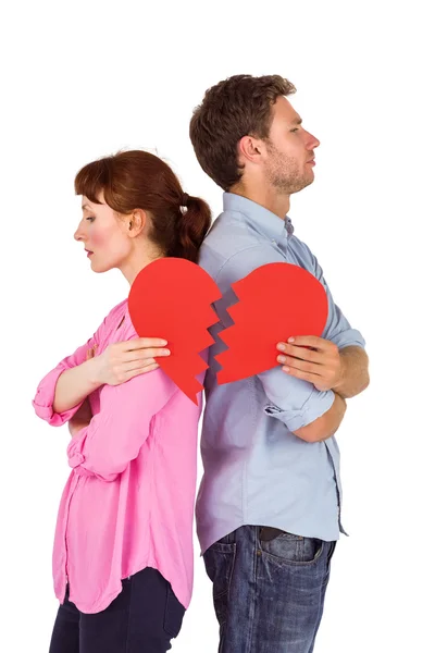 Couple holding a broken heart — Stock Photo, Image