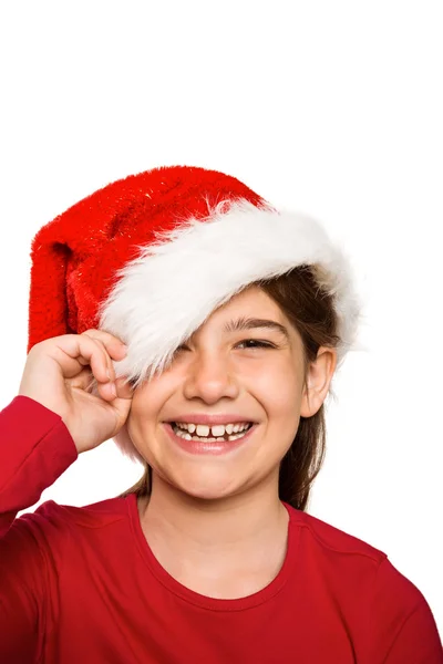 Menina festiva sorrindo para a câmera — Fotografia de Stock