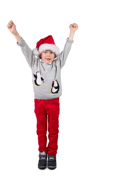 Niño usando un sombrero de santa — Foto de Stock