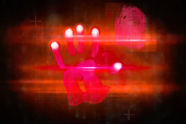 Red technology hand print design — Stock Photo, Image