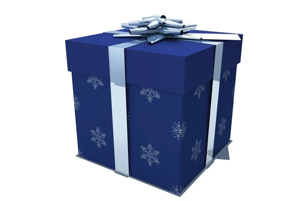 Mavi ve gümüş Noel hediyesi — Stok fotoğraf