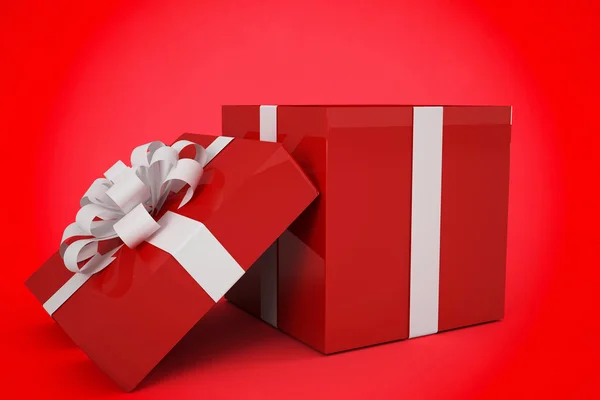 Caja de regalo roja y blanca —  Fotos de Stock