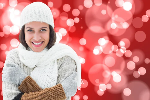 Brünette in warmer kleidung — Stockfoto