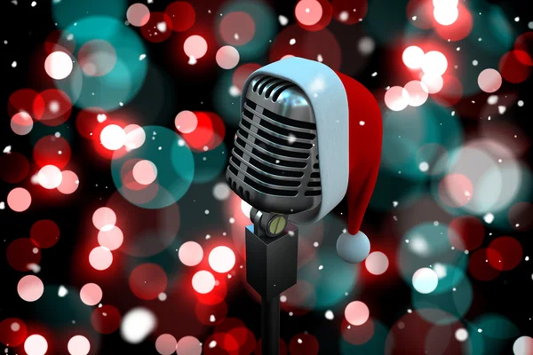 Microphone avec chapeau de Père Noël — Photo