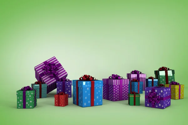 Many colourful christmas gift boxes — Stock Photo, Image