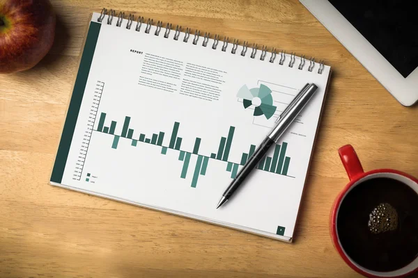 Composite image of business interface with graphs and data — Stock Photo, Image