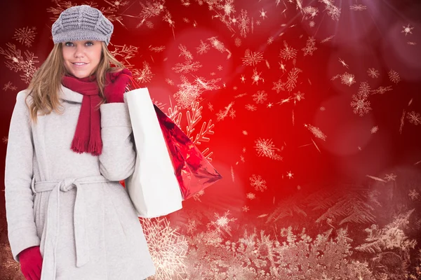 Happy blonde in winter clothes posing — Stock Photo, Image