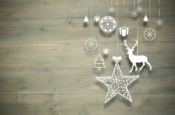 Imagem composta de decorações de Natal penduradas — Fotografia de Stock