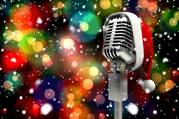 Microphone avec chapeau de Père Noël — Photo