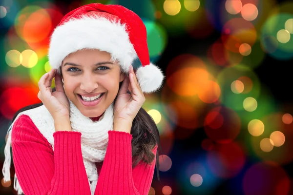 Samengesteld beeld van feestelijke brunette — Stockfoto