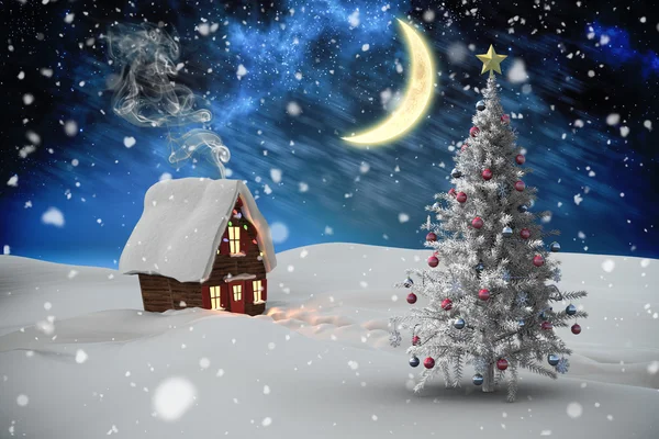 Árvore de Natal e casa — Fotografia de Stock