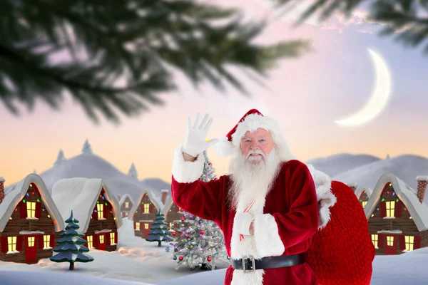 Image composite de santa claus agitant — Photo